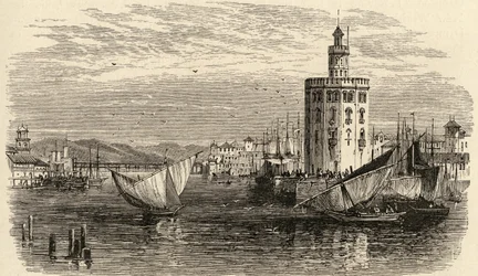 Der Goldene Turm, Sevilla, Spanien, aus 